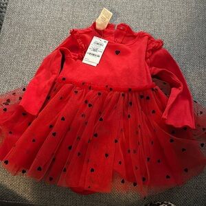 NWT 2 pcs Tulle long sleeve dress with hearts bloomers included